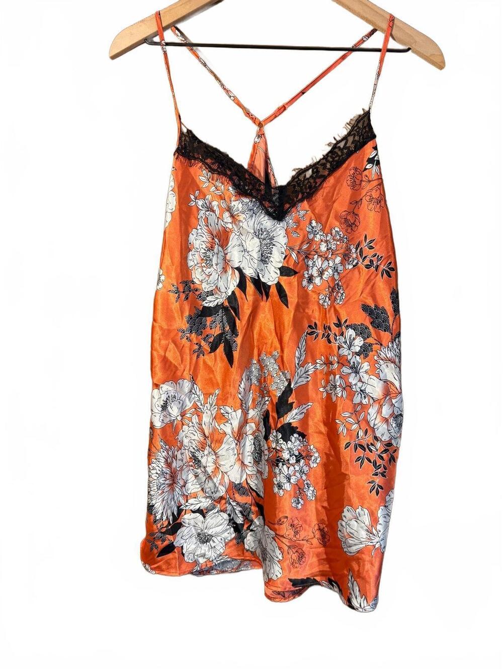 Secret Treasures orange floral lingerie mini dress- Small